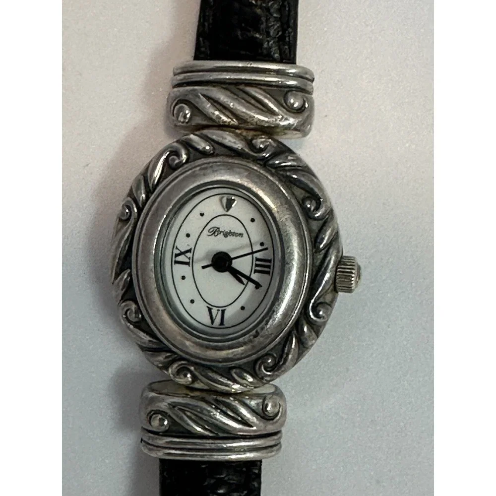 Brighton Paris Reversible Leather Band Watch Women Discolored Band New Battery Z